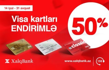 Xalq Bankdan VİSA kartları 50% endirimlə!