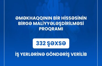 Əməkhaqqının birgə maliyyələşdirilməsi proqramı üzrə daha 332 şəxsə iş yerlərinə göndəriş verilib