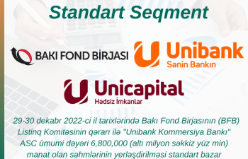 BFB-də Unibankın səhmlərinin yerləşdirilməsi üzrə hərrac keçiriləcək