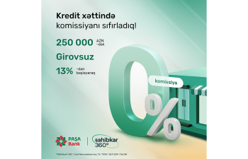 “PAŞA Bank” onlayn biznes kredit xəttində komissiyanı sıfırladı!