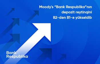 Moody's "Bank Respublika"nın uzunmüddətli depozit reytinqini B2-dən B1-ə yüksəldib