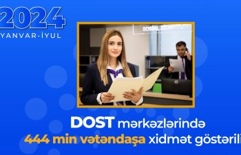 Yanvar-iyul 2024: DOST mərkəzlərində 444 min vətəndaşa xidmət göstərilib